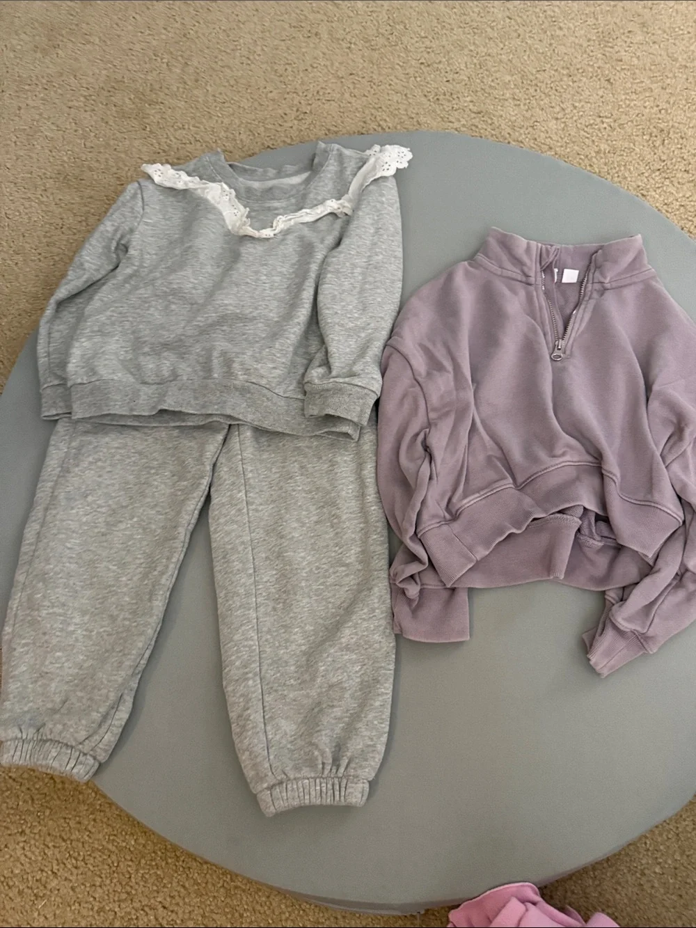 GAP Girls Gray Sweatpants with Lavender Pullover Set